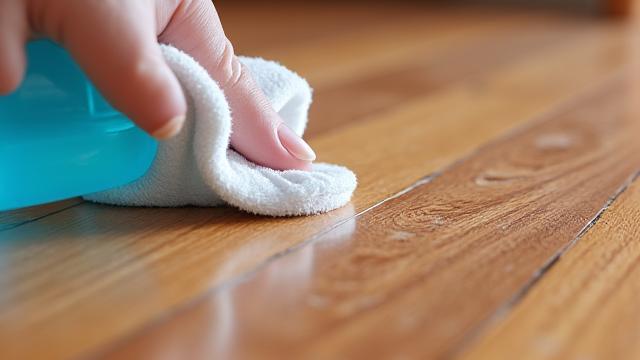 専門的な機器で磨かれた光沢のある木製フローリング、床ケアの専門性を示す